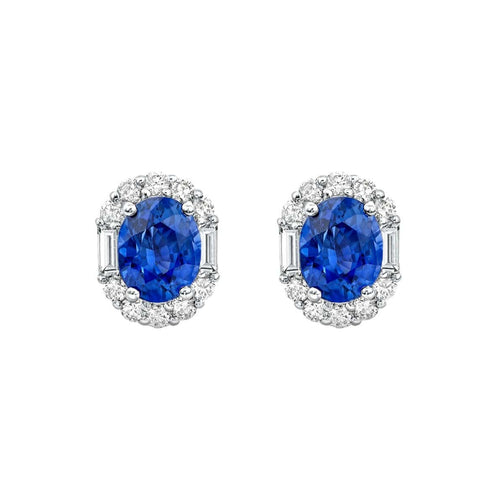 Boucles d'oreilles Boucles d'oreilles en or blanc 18K, saphirs et diamants 58 Facettes GER1017WG