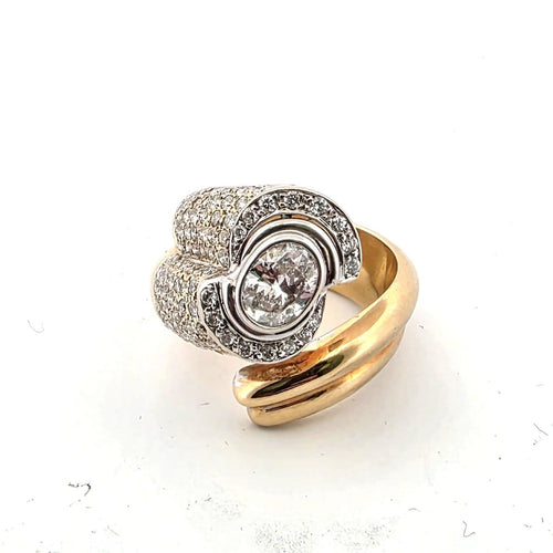 Bague 56 Bague en or blanc et jaune 18 ct avec diamants 58 Facettes 341 B OC