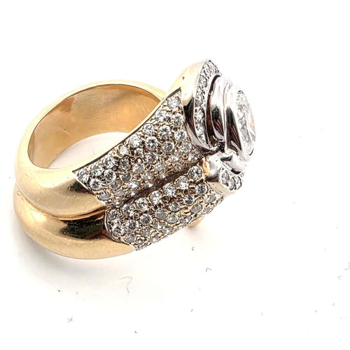 Bague 56 Bague en or blanc et jaune 18 ct avec diamants 58 Facettes 341 B OC