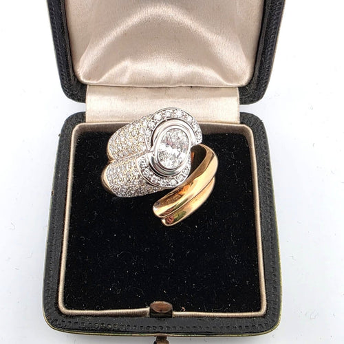 Bague 56 Bague en or blanc et jaune 18 ct avec diamants 58 Facettes 341 B OC