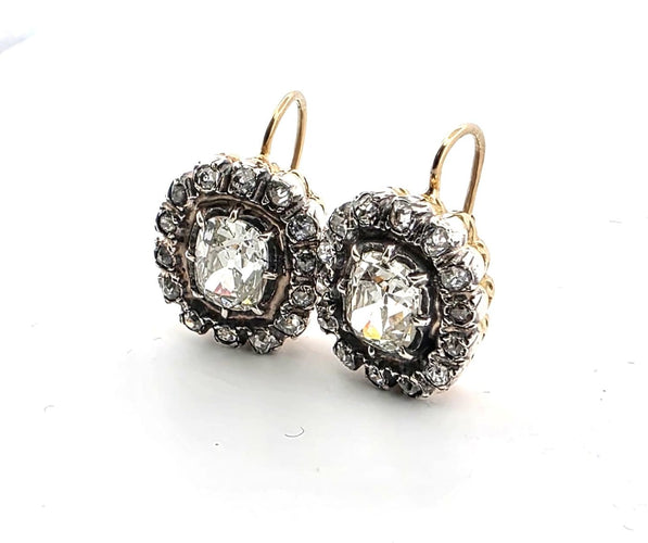 Boucles d'oreilles Boucles d'oreilles victoriennes en or jaune 18 ct et diamants 58 Facettes 429/26 N