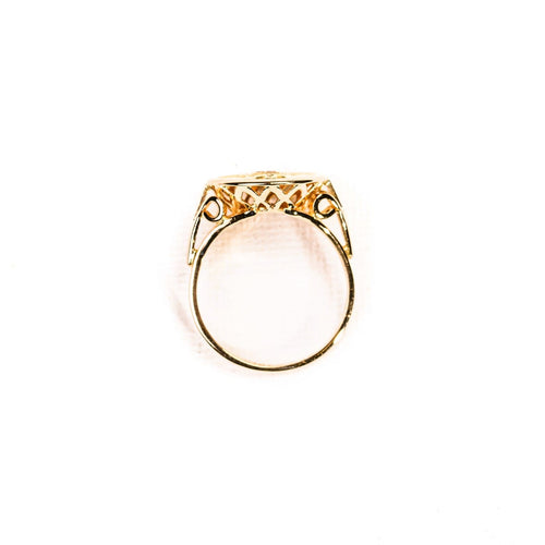 Bague 56 Augis - Bague chevalière en or jaune, diamant et rubis 58 Facettes LMB-371