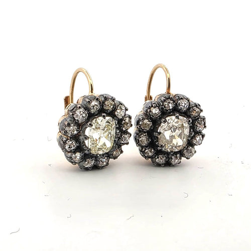 Boucles d'oreilles Boucles d'oreilles en or jaune 18 ct et diamants taille ancienne 58 Facettes 429/26 O