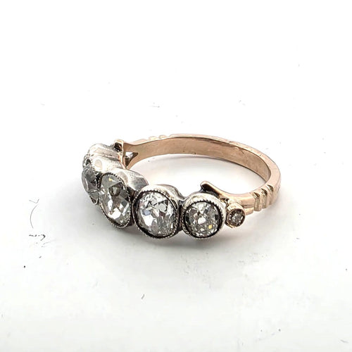 57 Bague victorienne en or jaune et rose avec diamants 58 Facettes 449/26 F