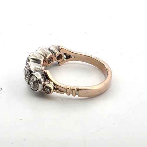 57 Bague victorienne en or jaune et rose avec diamants 58 Facettes 449/26 F