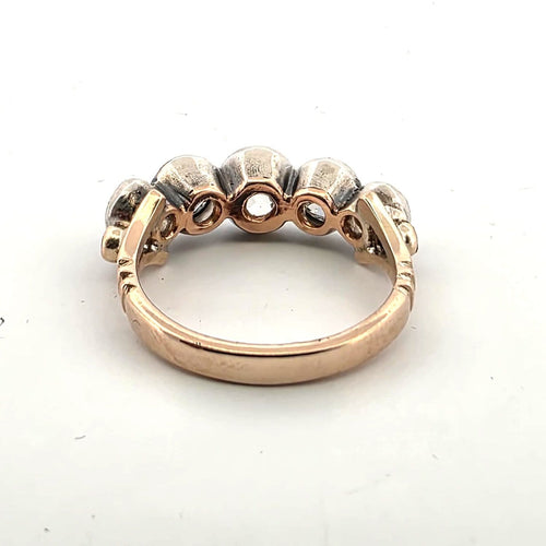 57 Bague victorienne en or jaune et rose avec diamants 58 Facettes 449/26 F
