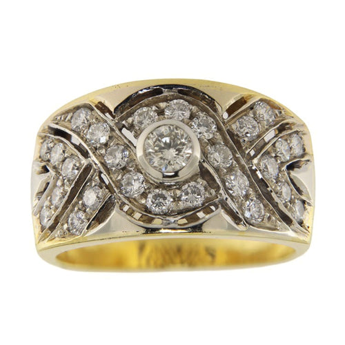 59 Bague en or jaune et blanc avec diamants 58 Facettes G3981