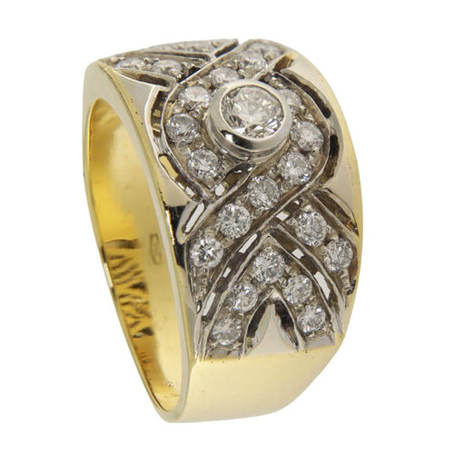 59 Bague en or jaune et blanc avec diamants 58 Facettes G3981