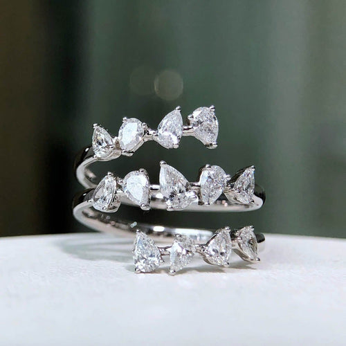 53 Aitches Teide - Bague en or blanc et diamants poire 58 Facettes GBR1069WG