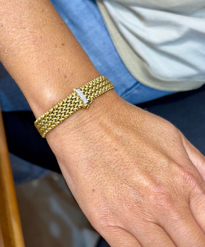 Bracelet tressé en or 18 carats et diamants naturels 58 Facettes bt