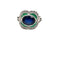 53.5 Bague marguerite en or blanc, saphir, émeraudes et diamants 58 Facettes 00946