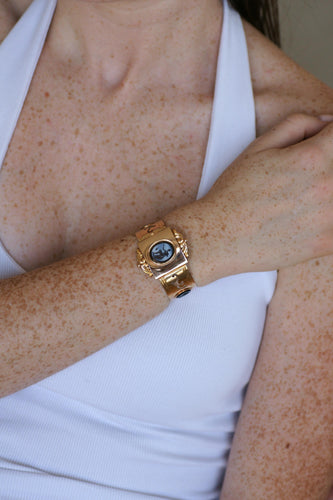 Bracelet jonc néoclassique en or rose et intailles nicolo 58 Facettes