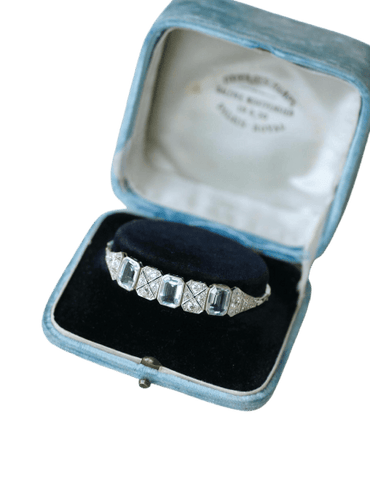 Art déco - Bracelet en or blanc, aigues-marines et diamants