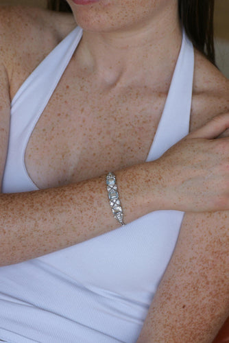 Art déco - Bracelet en or blanc, aigues-marines et diamants 58 Facettes