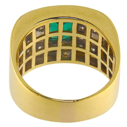 60 Bague en or jaune avec émeraude et diamants 0,77 ct 58 Facettes G3987
