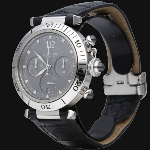 Cartier Pasha - Montre chronographe en acier 58 Facettes MT47175