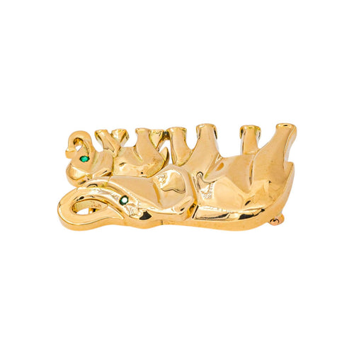 Cartier Route des Indes - Broche en or jaune et émeraudes 58 Facettes 5718945CN