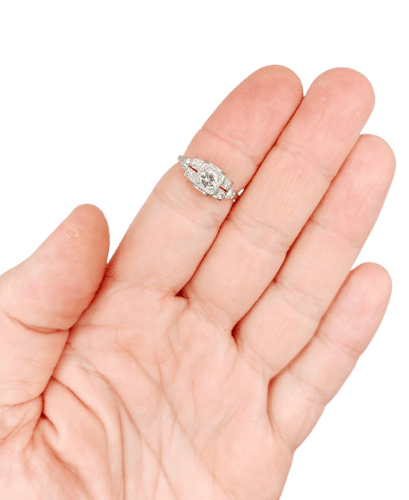 Bague Tank Art déco en platine et diamants