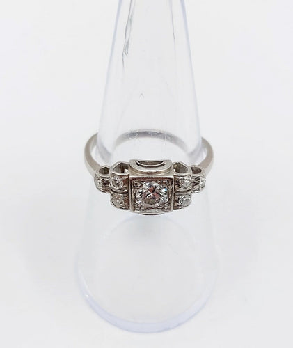 Bague 54 Bague Tank Art déco en platine et diamants 58 Facettes A07535