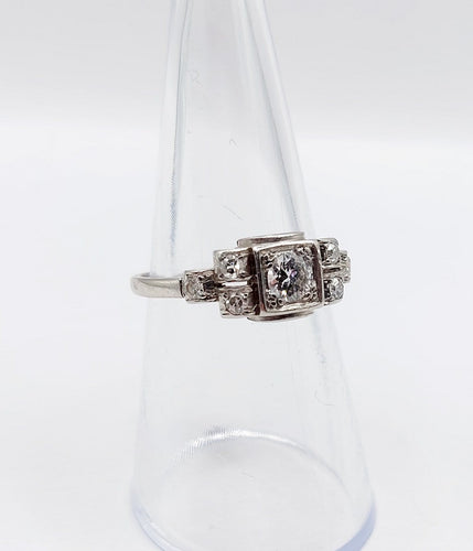 Bague 54 Bague Tank Art déco en platine et diamants 58 Facettes A07535