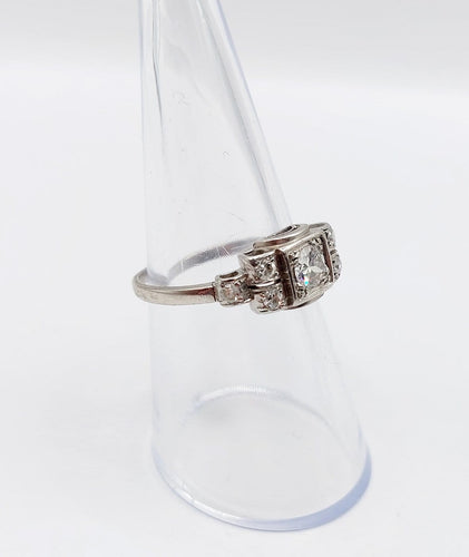 Bague 54 Bague Tank Art déco en platine et diamants 58 Facettes A07535