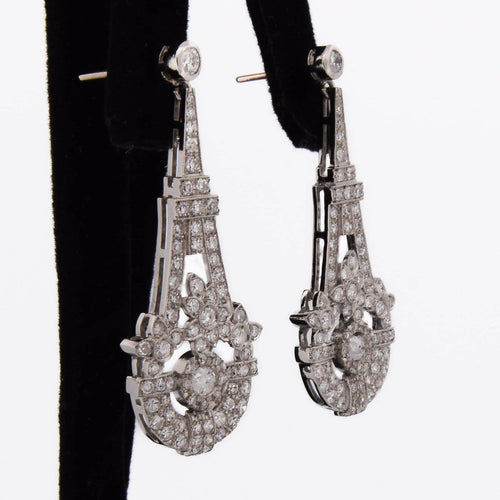 Boucles d'oreilles pendantes vintage en or blanc et diamants 58 Facettes OR174 P21