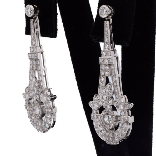 Boucles d'oreilles pendantes vintage en or blanc et diamants 58 Facettes OR174 P21