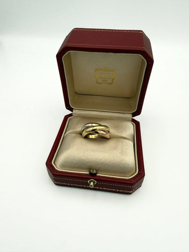 57 Cartier Trinity - Bague grand modèle en or jaune, rose et blanc 18K 58 Facettes BO/