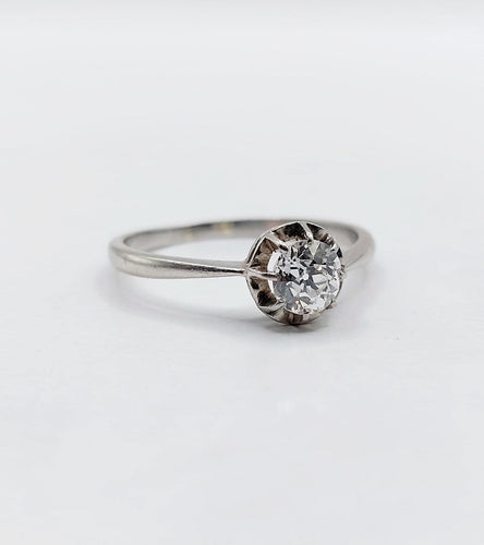 58.5 Bague solitaire Art déco en platine et diamant taille ancienne 58 Facettes A07537