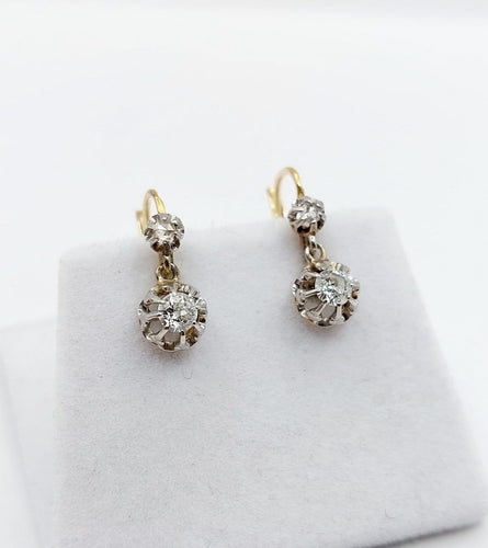 Dormeuses - Boucles d'oreilles en or 18k, platine et diamants 58 Facettes A07538