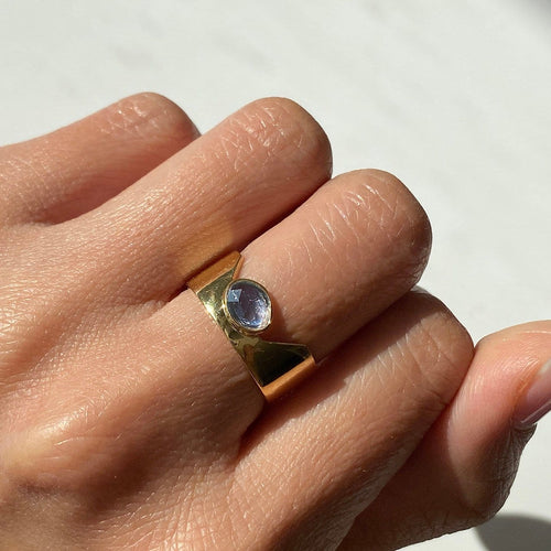 57 Love More - Bague Cigar en or 18 carats et saphir bleu 58 Facettes GBR1207LB