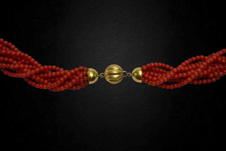 Collier Collana en corail multifilaire 58 Facettes