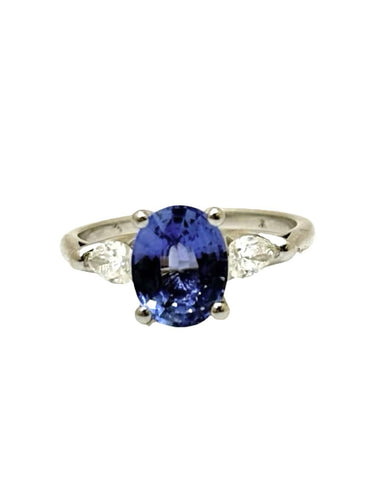 52.5 Bague en or blanc, saphir Ceylan 2,1 ct et diamants 58 Facettes 2125