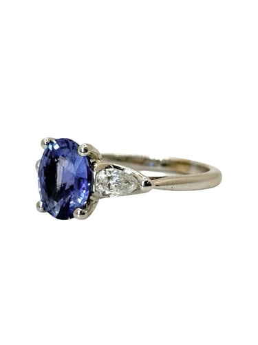 52.5 Bague en or blanc, saphir Ceylan 2,1 ct et diamants 58 Facettes 2125