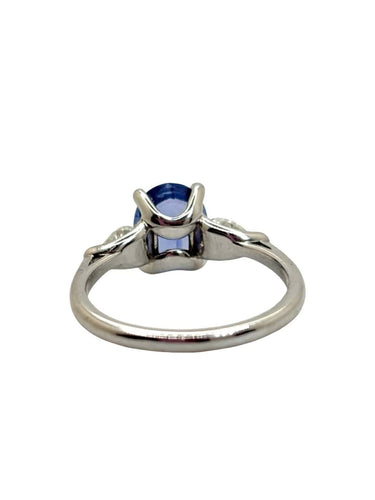 52.5 Bague en or blanc, saphir Ceylan 2,1 ct et diamants 58 Facettes 2125