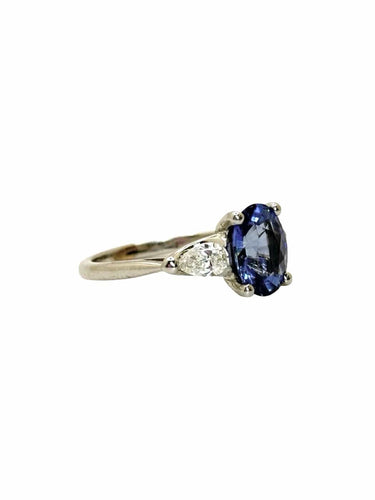52.5 Bague en or blanc, saphir Ceylan 2,1 ct et diamants 58 Facettes 2125