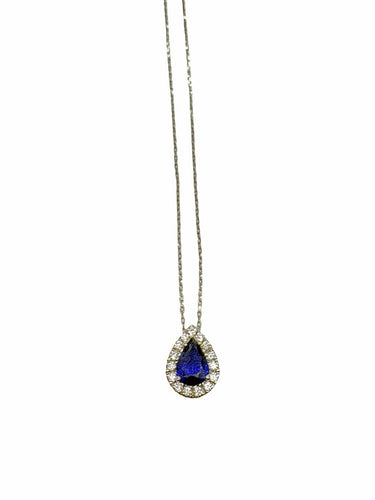 Collier en or blanc avec saphir et diamants 58 Facettes 2126