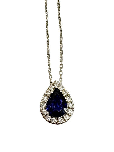 Collier en or blanc avec saphir et diamants 58 Facettes 2126