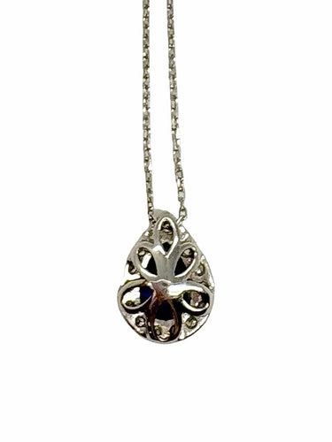 Collier en or blanc avec saphir et diamants 58 Facettes 2126