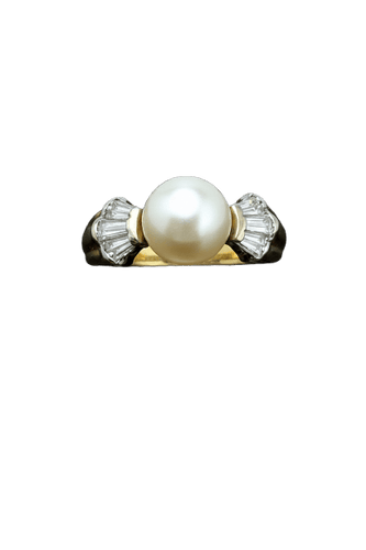 Bague Bague - Perle et diamants en or jaune 18K 58 Facettes