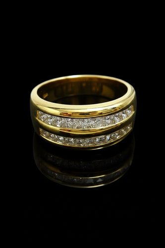 Bague 51 Bague double rail en or jaune 18 carats et diamants 58 Facettes