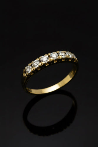 Bague 62 Bague rivière - Or jaune 18k et diamants 0,35 ct (années 1960) 58 Facettes