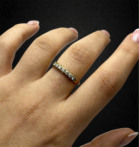 Bague 62 Bague rivière - Or jaune 18k et diamants 0,35 ct (années 1960) 58 Facettes