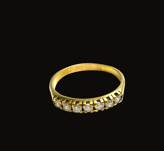 Bague 62 Bague rivière - Or jaune 18k et diamants 0,35 ct (années 1960) 58 Facettes