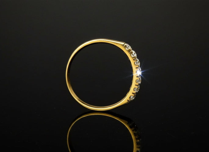 Bague 62 Bague rivière - Or jaune 18k et diamants 0,35 ct (années 1960) 58 Facettes