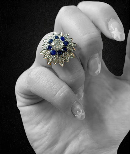 Bague 51 Bague fleur étoilée - Diamants et saphirs 58 Facettes