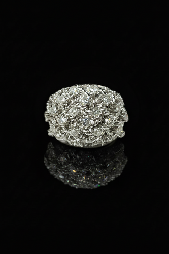 Bague 48 Bague intrecciée - Bague en or blanc et diamants, années 1950 58 Facettes