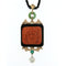 Pendentif Pendentif - Coral, onyx et diamants en or rose 58 Facettes c34