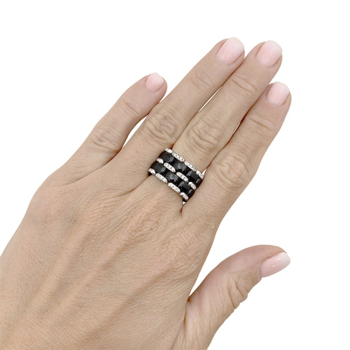 Bague 55 Chanel Ultra - Bague en or blanc, céramique noire et diamants 58 Facettes 35833