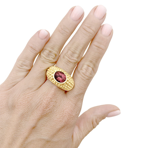 Bague 56 Hérail Babul Work - Bague en or jaune et tourmaline rose 58 Facettes 35834